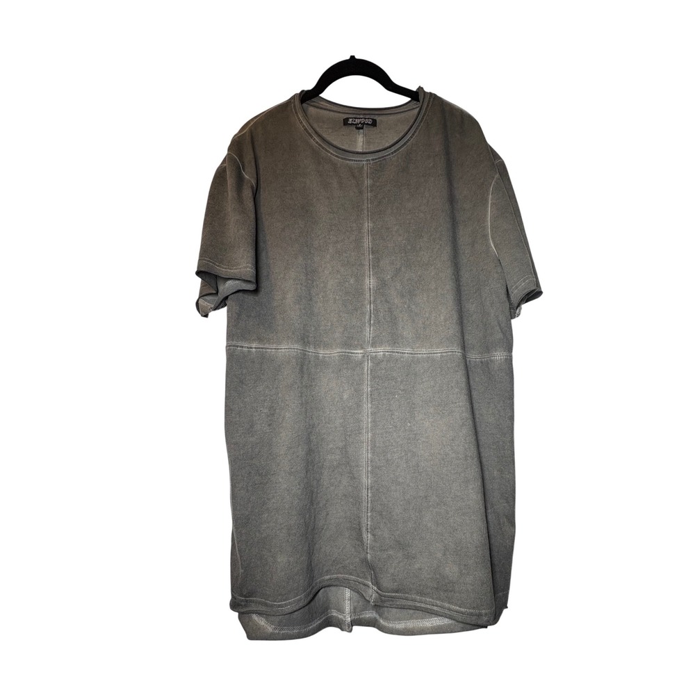 Elwood Mens Grey Mineral Wash Curved Hem Cross Seam T-Shirt Size S